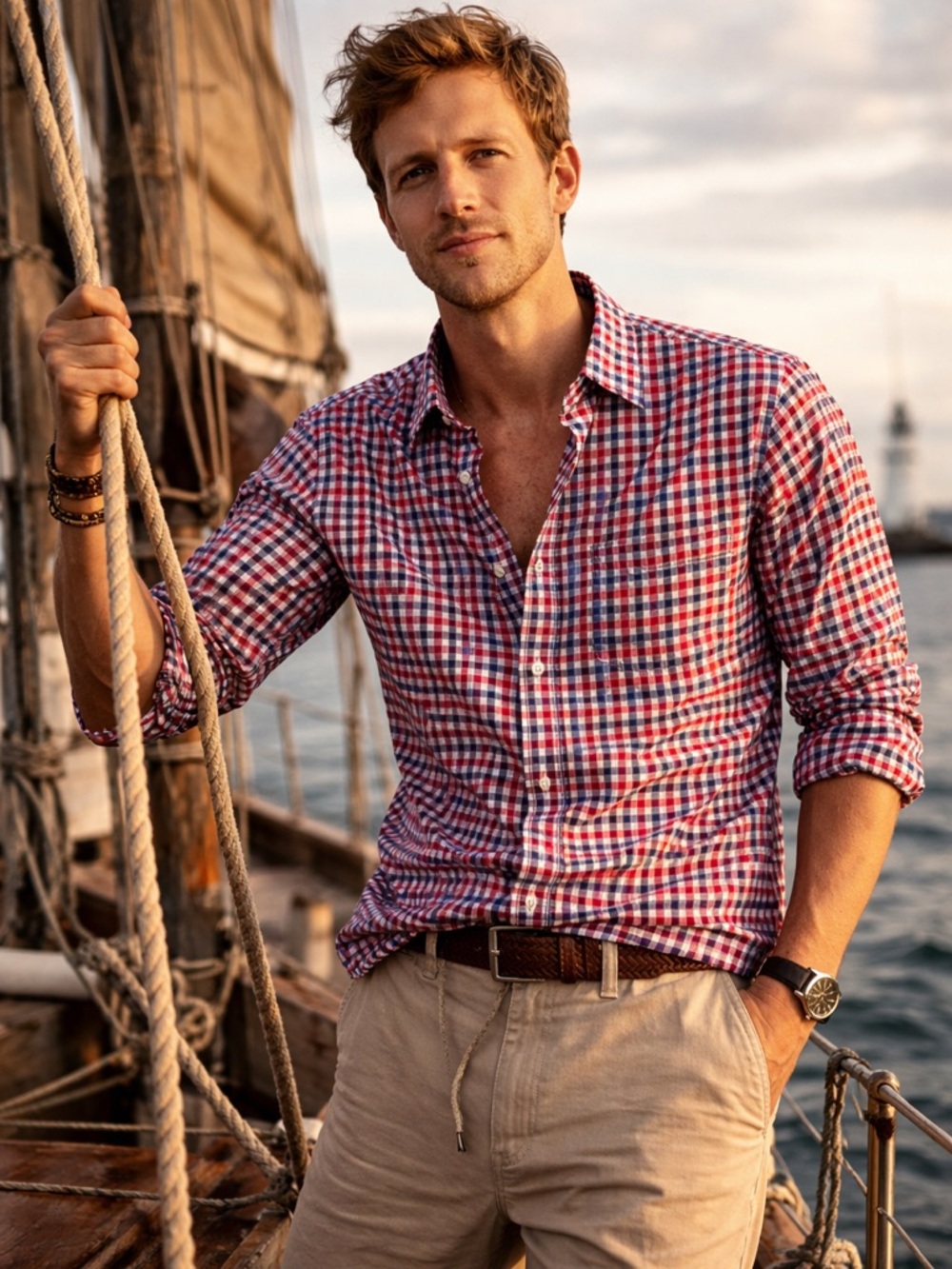 J.Crew Ludlow Dress Shirt Men’s Large Red Blue Gingham Check 120s 2-Ply Cotton